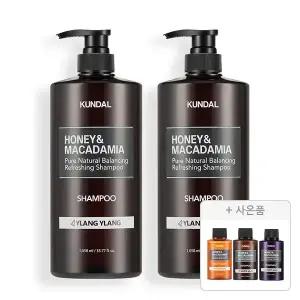 쿤달 네이처샴푸 일랑일랑, 1058ml, 2개 + 증정(샴푸 일랑일랑, 100ml ,1개 +바디워시 화이트머스크 ,100ml ,1개 + 트리트먼트 화이트머스크 ,100ml, 1개 )