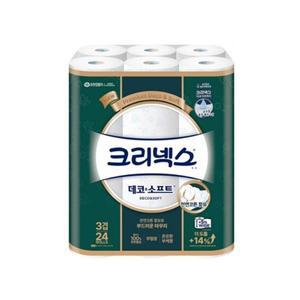 크리넥스 데코앤소프트 와이드롱 3겹30m24롤화장지1팩
