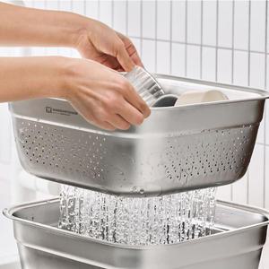 바겐슈타이거 정사각 스텐304 설거지통+채반 2종세트 바스켓 싱크대설거지통 가정용 대용량