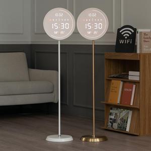 [본사직배] 플라이토 무선 루나 터닝 원형 온습도 와이파이 LED 스탠드 인테리어 디지털 무소음 스탠딩 시계