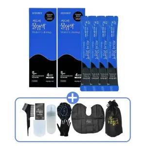 씨드비 물염색 시즌2 프리미엄 새치 커버 내추럴블랙 4회분x2박스+염색도구