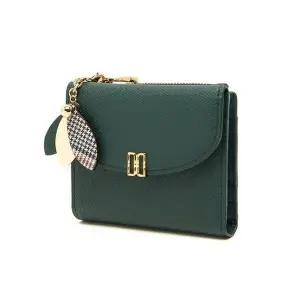 [닥스](강남점)[25SS]DCWA5E307E2[MISTY FLOWER]그린 가죽 체크 플라워 장식 반지갑