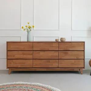 러브 3단 1800 핸들리스형 원목 와이드 서랍장 대형 광폭 수납장