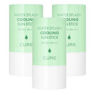 김정문알로에 큐어 워터 스플래쉬 쿨링 선스틱 SPF50+ 23g x 3개 자외선차단 워터프루프