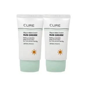 김정문알로에 큐어 아쿠아 마일드 그린 선크림 40ml(SPF50+) 2개 Ss