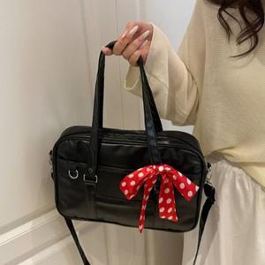 여성 도트 리본 사각형 조절 끈 빅사이즈 크로스백