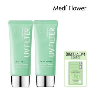 [메디플라워]유브이 필터 시카 선크림 50mlx2개+랜덤마스크팩3매