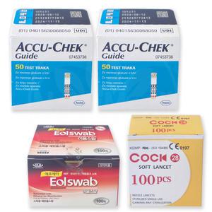 Accu-Chek 아큐첵 가이드 혈당검사지 100매+호환침 100개+알콜솜 100개