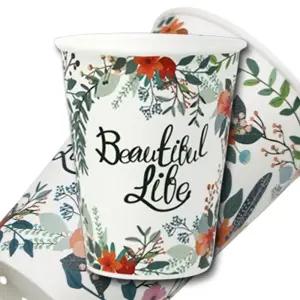 (8온스 1000개입) 플라워 단단한 커피종이컵 테이크아웃컵/카페컵/두꺼운/온스/일회용/큰종이컵/8온스/종이