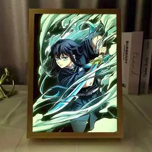블루바구니 귀멸의 칼날 무이치로 액자 기유 조명 LED 애니메이션 굿즈 캐릭터 무드등 침실