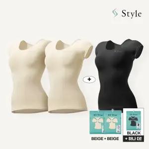 (여성용 2장+1장더) MTG 스타일 BX 리프팅 웨어 자세교정 기능성 스포츠 티셔츠 BEIGE / BLACK