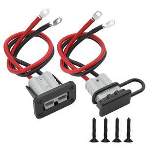 Muelnmey 50암페어 배터리 퀵 커넥트/디커넥트 키트, 8AWG 1.25FT 케이블 커넥터, 차량용 마운팅 브래킷 방수 캡, 윈치, 트레일러(2팩) - 회색