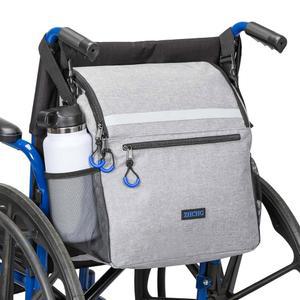 ZHCHG 휠체어 가방, 컵 홀더가 있는 백팩, 등에 걸 수 전동 액세서리, 워커 롤레이터용 대형 수납 가방(그레이)