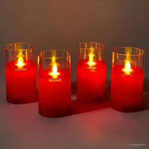 LED 흔들리는 불꽃 11.5cm 대형 붉은 기둥형 인테리어 전자초 무드등