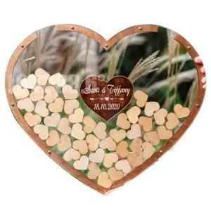 우드 방명록 결혼 웨딩 하트 코인 액자 서명 장식품
