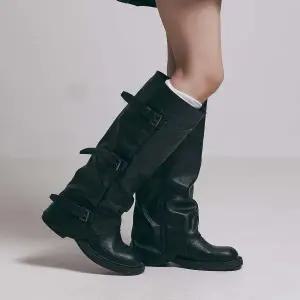 [세인트새틴]바르크 소가죽 폴딩 버클 롱 부츠 2color