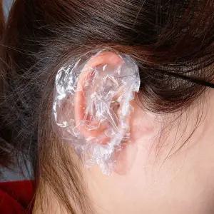 대용량 방수 염색 귀마개 이어캡 일회용 비닐 100P 염색용 헤어 미용 재료 미용실 귀덮개 셀프 도구 귀커버