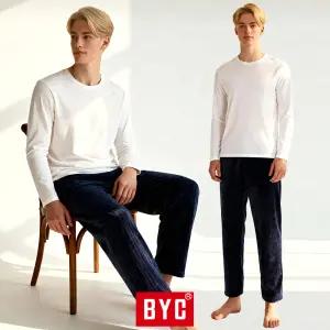 BYC 남자 수면 바지 엠보 밍크 극세사 털 겨울 남성 잠옷 홈웨어 파자마 하의 NEG1042