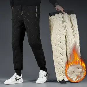 남성 겨울 방한 누빔 패딩 바지 조거팬츠 융털 양털 밴딩 트레이닝 일자핏 조거 2타입