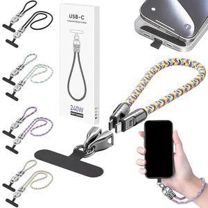 웨어러블 팔찌 디자인의 C to 240w 충전 케이블, 480mbps 데이터 전송 전화 랜야드 노트북, 태블릿 및 휴대폰용 케이블(컬러풀, 0.3m)