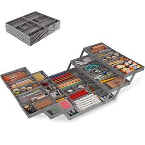 3단 서랍 정리함 - 확장 가능한 정크 스마트 사무용품 정리함, 접이식 주방 보관함 메이크업, 주얼리, 화장품 보관을 위한 다단계 책상 (2열 3단)