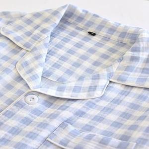 면잠옷 커플 얇은 이중층 천 긴 소매 바지 남성과 여성을위한 홈 의류 세트