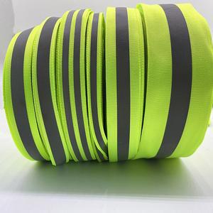 리본 안전 실버 반사 원단 테이프 스트랩 웨빙 조끼 형광 녹색 야드