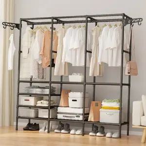 다용도 행거 이동식 스탠드 드레스룸 조립식 옷장 3단 정리 수납 공간활용 선반형 튼튼한 모듈형 수납장