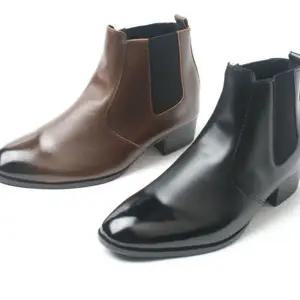 남자 앵클 부츠 데일리 캐주얼 스판 남성 첼시 부츠 가죽 출근 스웨이드 정장구두 키높이 브라운 광택 합성