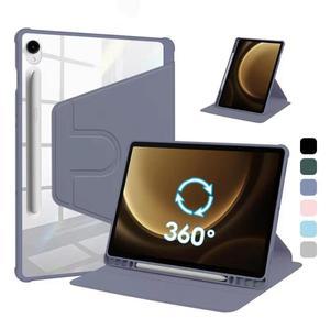 삼성 갤럭시 탭 S11 울트라 14.6인치 2025 S10 S9 울트라 회전 스탠드 보호 커버 펜 슬롯 포함 투명 아크릴