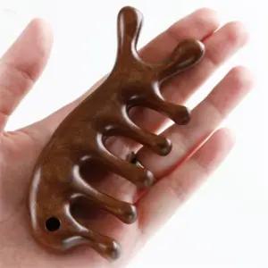 올마켓 헤어 케어 셀프 마사지 괄사-우드 두피괄사 머리 지압 마사지기