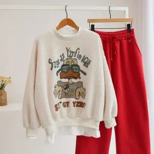 [잇수다] 프글덕 뽀글이 프린팅 레이어드 루즈핏 맨투맨