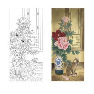 장미 도안 교실 동양화 민화 크로스 실크실 세트 스케치 화조도 매화 수묵화