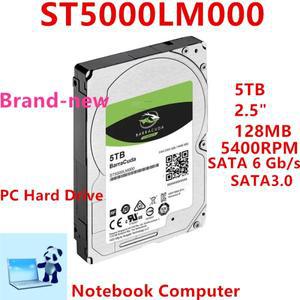 새로운 오리지널 HDD 시게이트 바라쿠다 5TB SATA 2.5인치 128MB 5400RPM 내부 노트북용 ST5000LM000