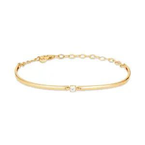 [모룬] 18K 3mm 플랫 솔리테어 하프 뱅글 팔찌 MOB42249