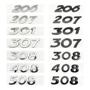 푸조 206 207 208 301 308 307 408 508 3D 크롬 블랙 레터 배지 ABS 자동차 펜더 리어 트렁크 스티커 액세