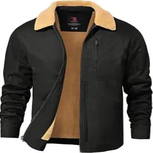 RDRUKO 남성 겨울 셰르파 자켓 두꺼운 플리스 안감 풀집업 워크웨어 아우터