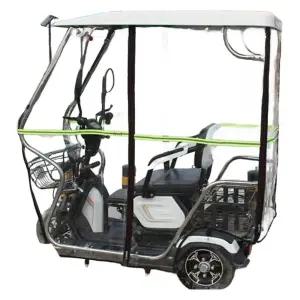 전동 삼륜차 스테인리스 햇빛 노인 밀폐형 캐노피 두꺼운 완전 가림 비 레저용