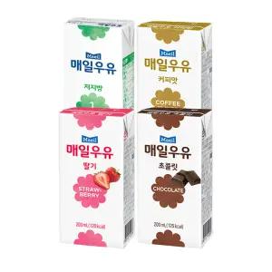 매일우유 멸균200ml 24팩(저지방1%6+커피6+딸기6+초코6)무배