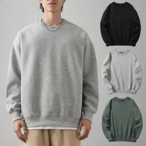 /오엠티 베이직 남자 맨투맨 티셔츠 무지 라운드 긴팔 티셔츠