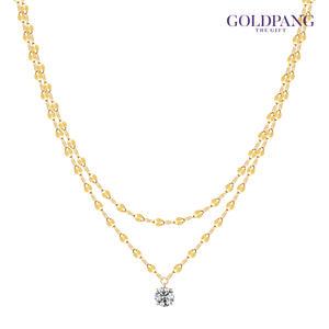 [골드팡] 14k 미스선샤인 모이사나이트 다이아몬드 두줄체인 목걸이