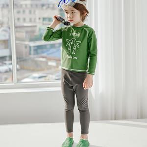 유아 아동 남아 여아 긴팔 긴바지 수영복 야자수 그린 상하 래쉬가드