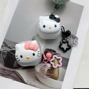 귀여운 클리어 키티 낙하 방지 헤드폰 케이스  갤럭시호환 버즈 2 Buds2 프로 라이브 FE용 키링 포함