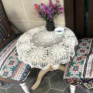 코바늘 레이스 식탁보 베 흰색 BTR 파티 핸드메이드 격자 원탁보 자수 하얀색