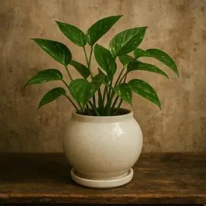 모던 도기 달항아리 볼 화분 아이보리 (대) 13x19cm