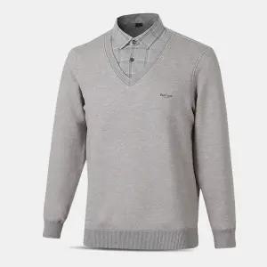 남성 기모 V넥 셔츠 레이어드 티셔츠 ANT01 중년 겨울