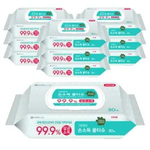 그린핑거 손소독 물티슈 캡형 30매 x 10팩
