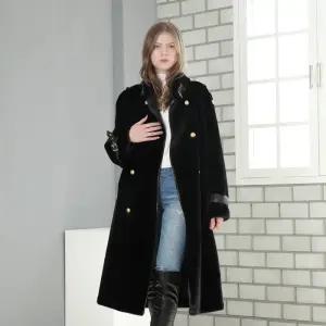 37FAUX FUR테일드카라블랙밍크코트