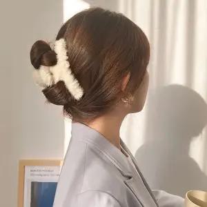 데일리 올림머리 여성 털집게핀 밍크 퍼 헤어집게 왕집게핀