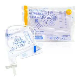 더블세이프 유린백 2000ml 클립형 노유량 소변팩 소변백